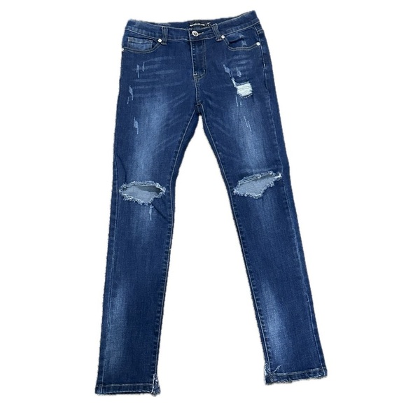 👖🕶️ MANIÈRE DE VOIR Distressed Skinny Jeans | Dark Blue Denim Men’s Size 32 - Picture 1 of 4